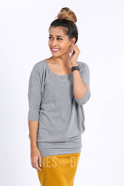 Agnes & Dora™ Dolman Tunic Heather Grey Ribbed