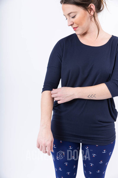 Agnes & Dora™ Dolman Tunic Navy Ribbed