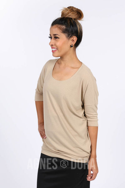 Agnes & Dora™ Dolman Tunic Khaki Ribbed