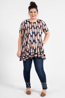 Agnes & Dora™ Ruffle Tunic Taking Flight Navy and Clay