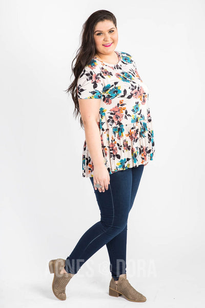 Agnes & Dora™ Relaxed Ruffle Tee Blushing Bouquet