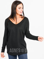 Agnes Dora Urban Pullover Double V Neck Black Shop Agnes Dora with Briana
