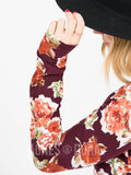 Agnes & Dora™ L/S Tee with Thumbhole Burgundy/Rose Floral