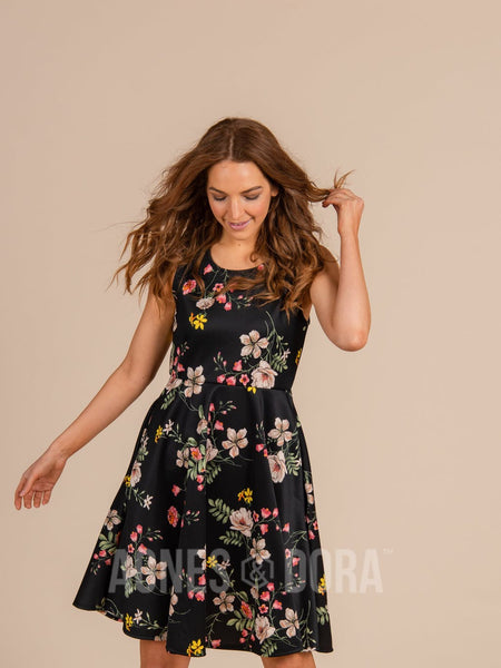Agnes Dora Fit Flare Dress Black Floral Shop Agnes Dora with Briana