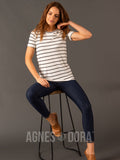 Agnes & Dora™ Crew Top White/Black Stripe